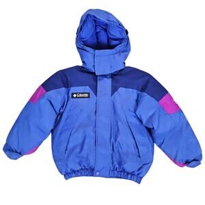 Columbia Jacket Kid Size 7 8 Purple Tectonite Heavyweight Down Hooded Snow Coat